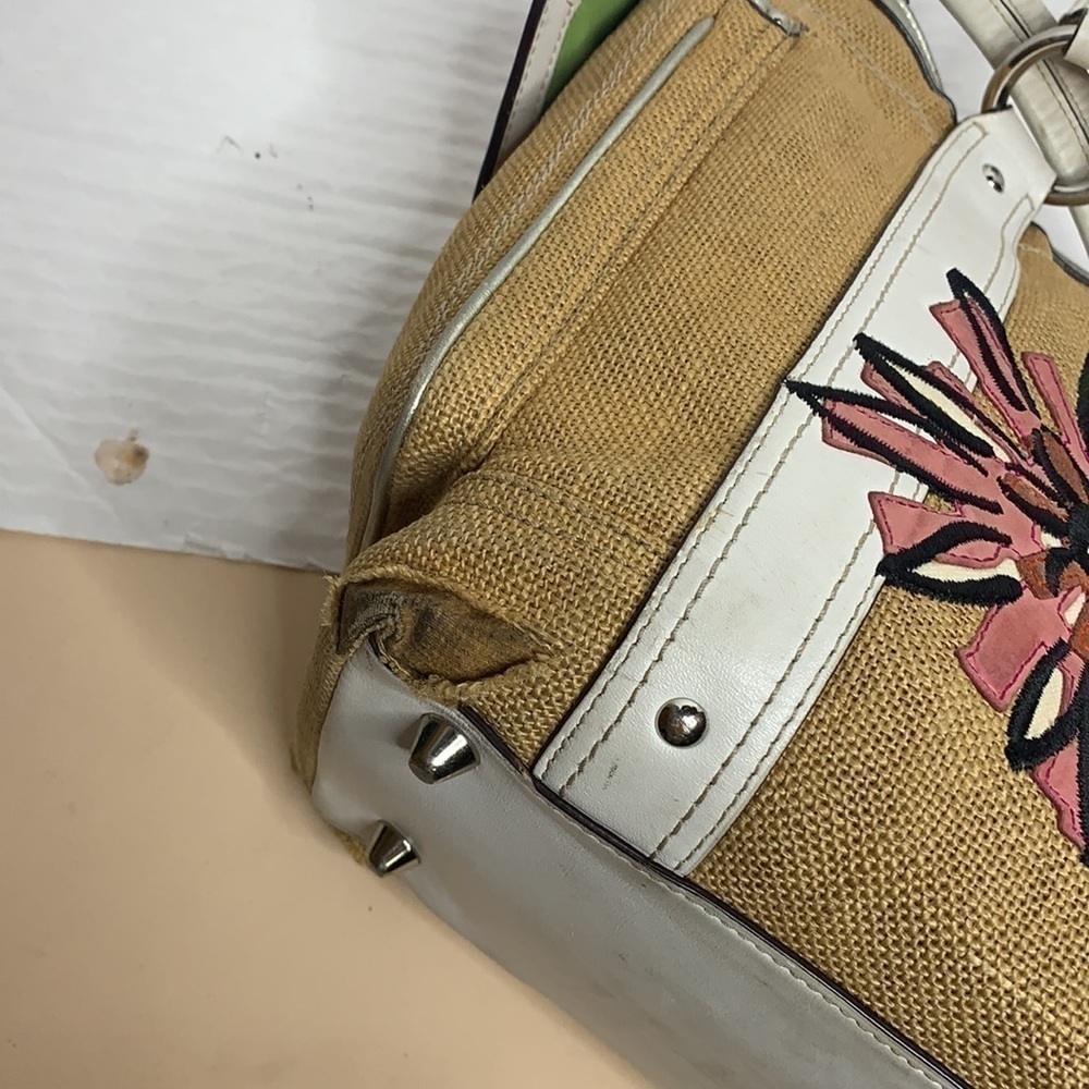 COACH Bees And Flowers Appliqué Burlap And Leather - Picture 11 of 14